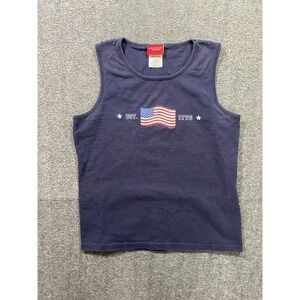 Sonoma 1776 American Flag Graphic Tank Top Navy Blue Small Womens